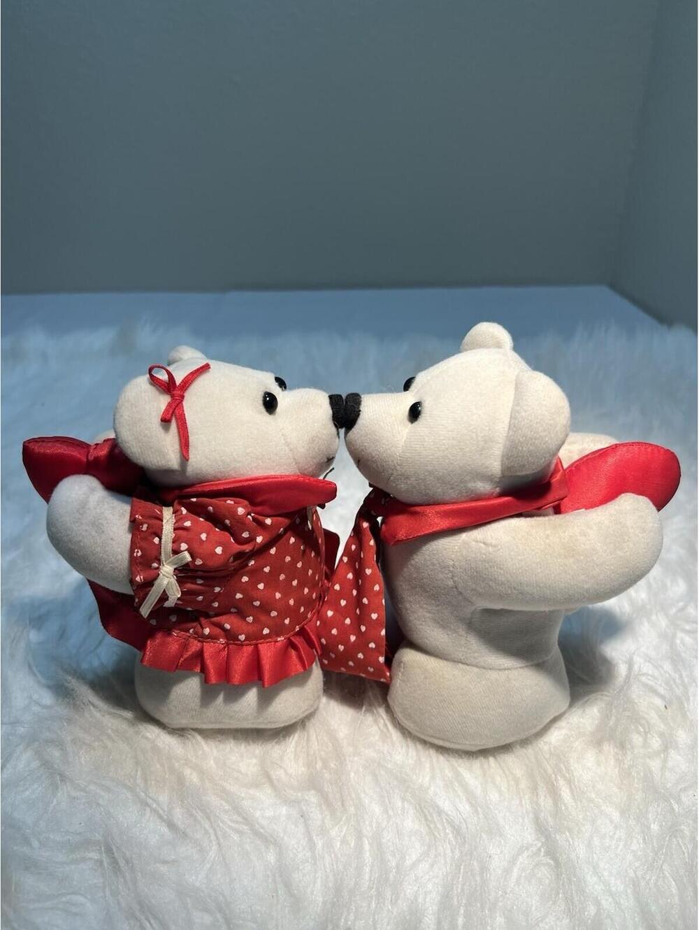 Vintage Avon Bear Plush Bears with Hearts Love Bear Magnetic Nose Valentines Day